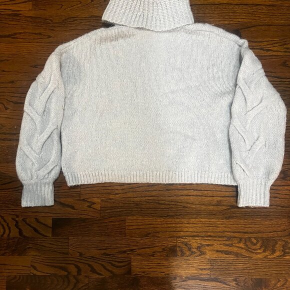 Madewell Somervell Modern Chunky Cable Turtleneck Sweater In Iceberg (M) - Picture 3 of 4